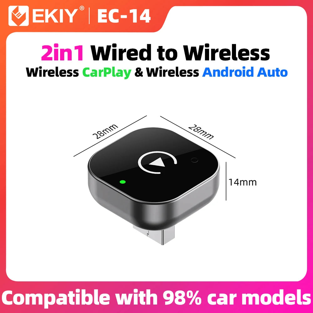 2-in-1 Wireless CarPlay & Android Auto Box – Works with 98% of Cars