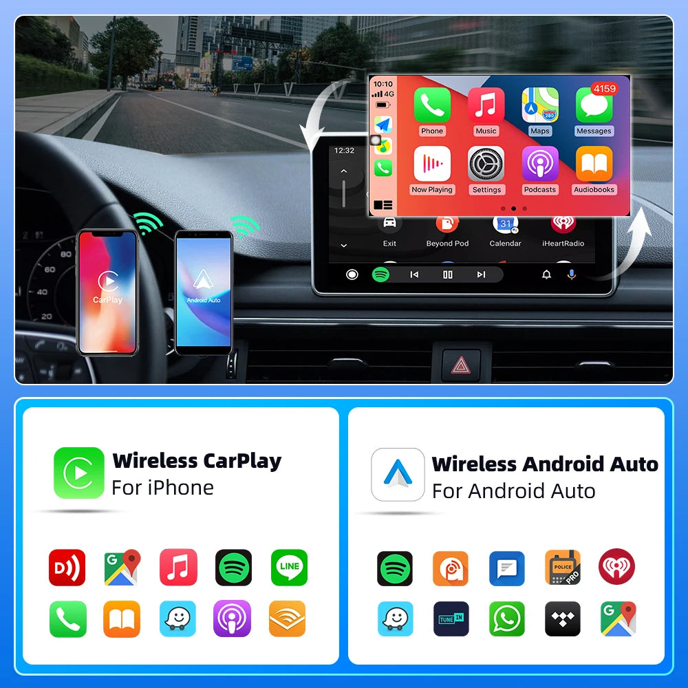 2-in-1 Wireless CarPlay & Android Auto Box – Works with 98% of Cars