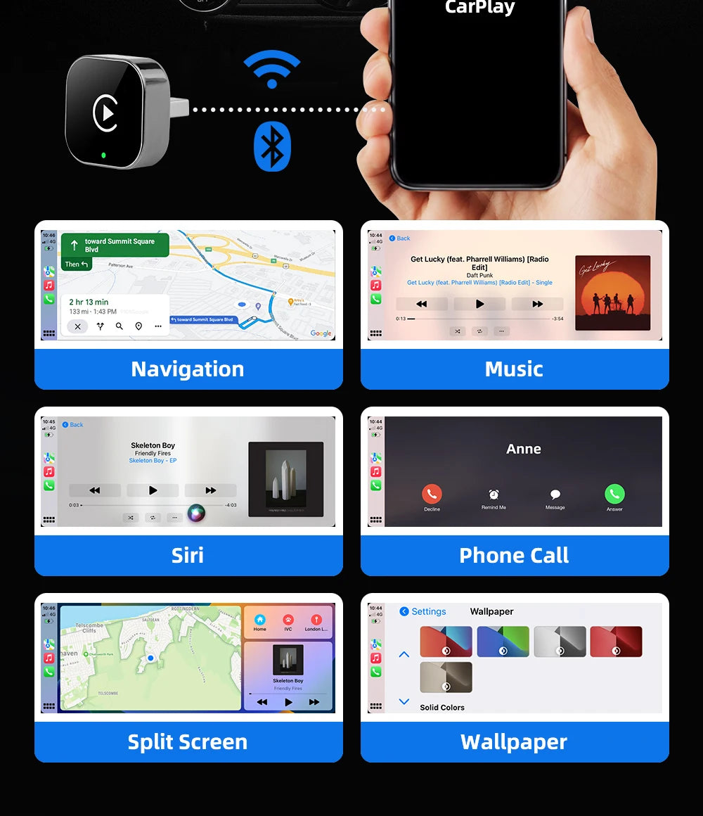 2-in-1 Wireless CarPlay & Android Auto Box – Works with 98% of Cars