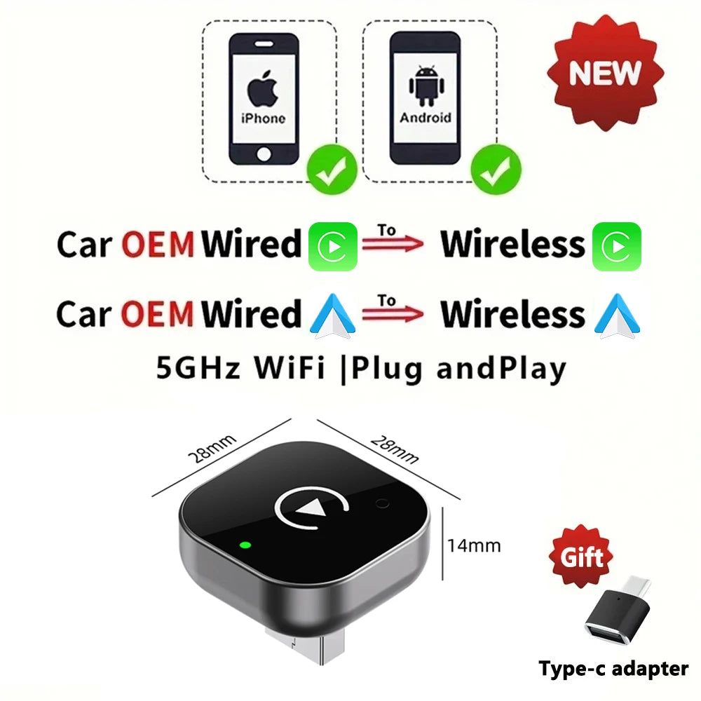 2-in-1 Wireless CarPlay & Android Auto Box – Works with 98% of Cars