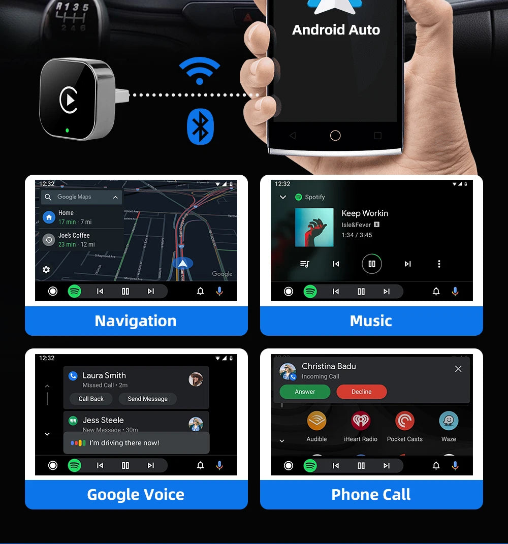 2-in-1 Wireless CarPlay & Android Auto Box – Works with 98% of Cars